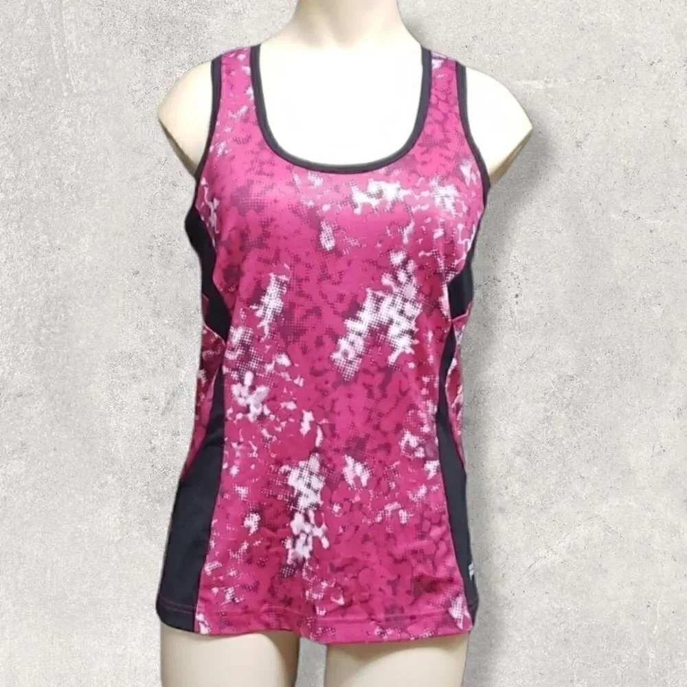 FILA SPORT PERFORMANCE WOMEN'S PINK AND BLACK RACERBACK TANK, SIZE MEDIUM